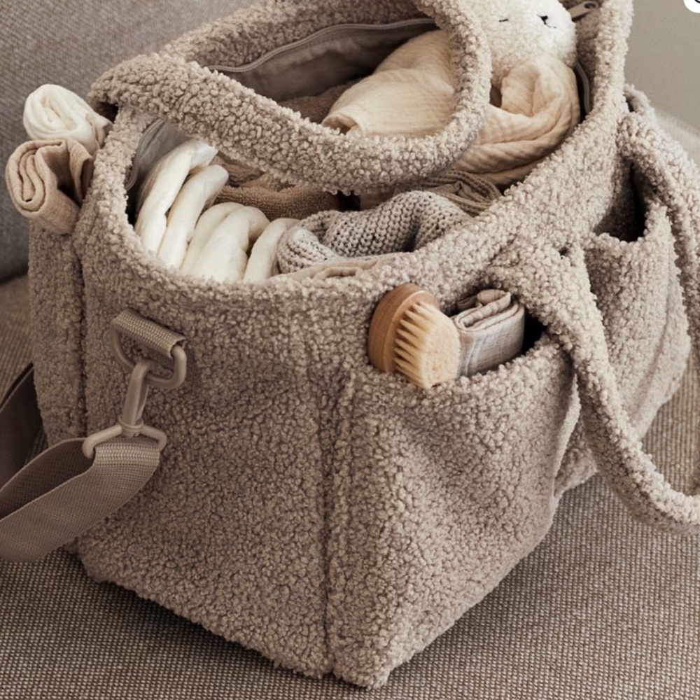 H&M Teddy Fleece Diaper Bag + Cosmetic Case